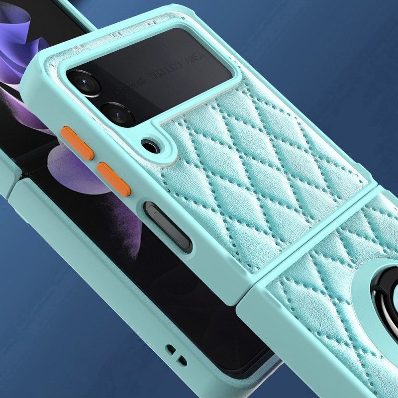 Folio-fodral Skal För Samsung Galaxy Z Flip 3 5G Läderfodral Vaddad Med Ringstöd