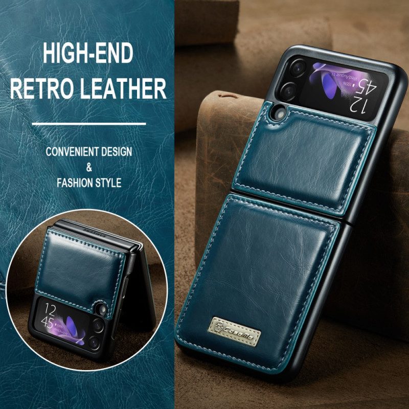 Folio-fodral Skal För Samsung Galaxy Z Flip 3 5G Läderfodral Vaxad Läderstil Caseme
