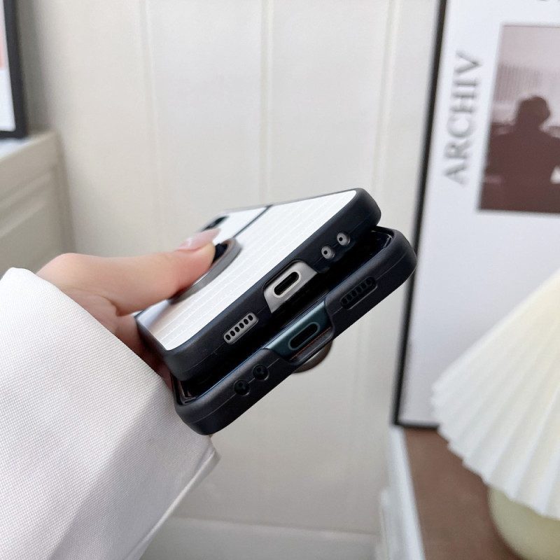 Folio-fodral Skal För Samsung Galaxy Z Flip 4 Läderfodral Croc Och Ringdesign