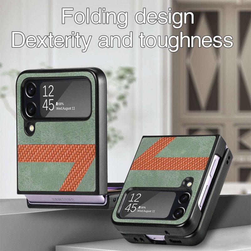 Folio-fodral Skal För Samsung Galaxy Z Flip 4 Läderfodral Z Design Läderstil