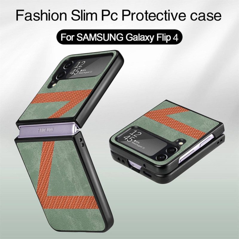 Folio-fodral Skal För Samsung Galaxy Z Flip 4 Läderfodral Z Design Läderstil