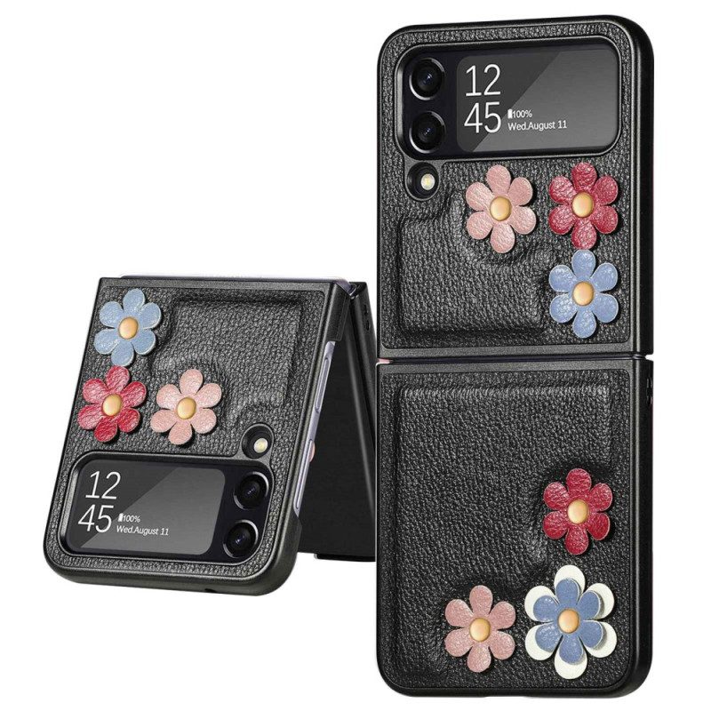 Folio-fodral Skal För Samsung Galaxy Z Flip 4 Läderfodral Imitationsläderblommor