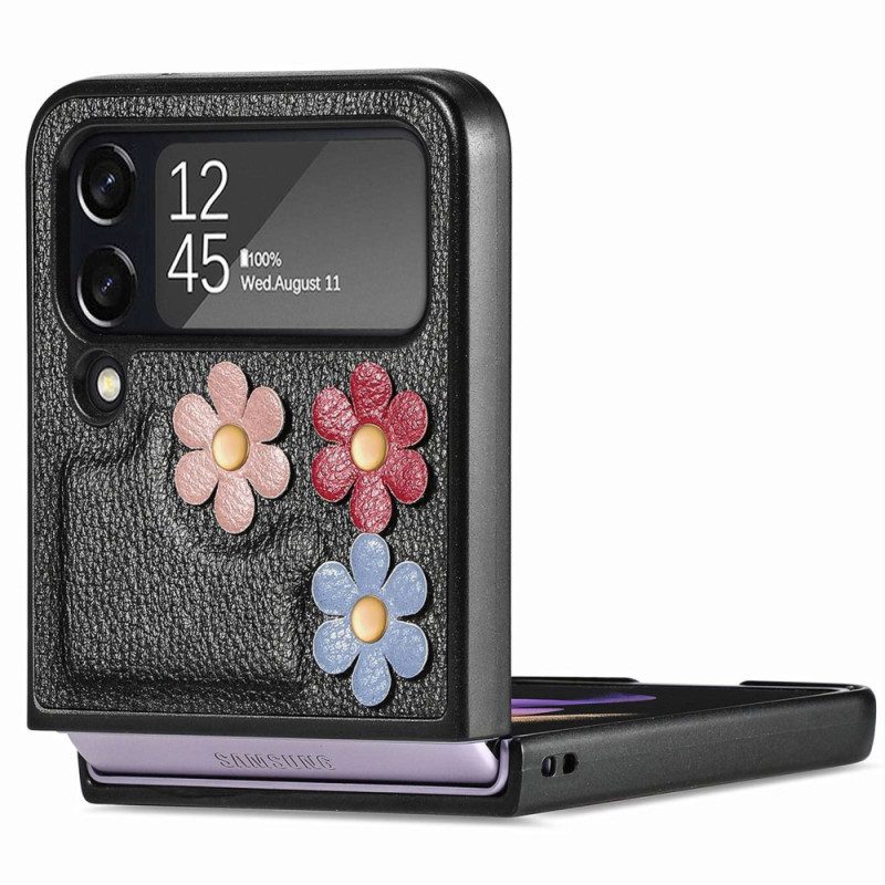 Folio-fodral Skal För Samsung Galaxy Z Flip 4 Läderfodral Imitationsläderblommor