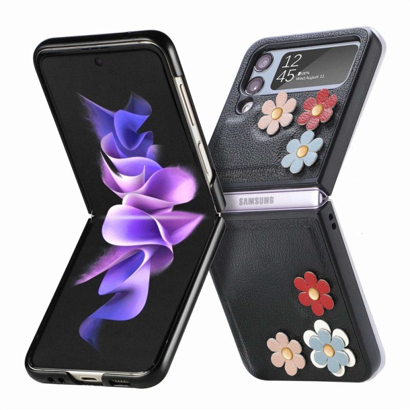 Folio-fodral Skal För Samsung Galaxy Z Flip 4 Läderfodral Imitationsläderblommor