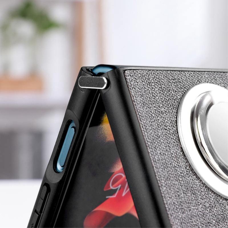 Folio-fodral Skal För Samsung Galaxy Z Flip 4 Läderfodral Kläd Och Ringstruktur