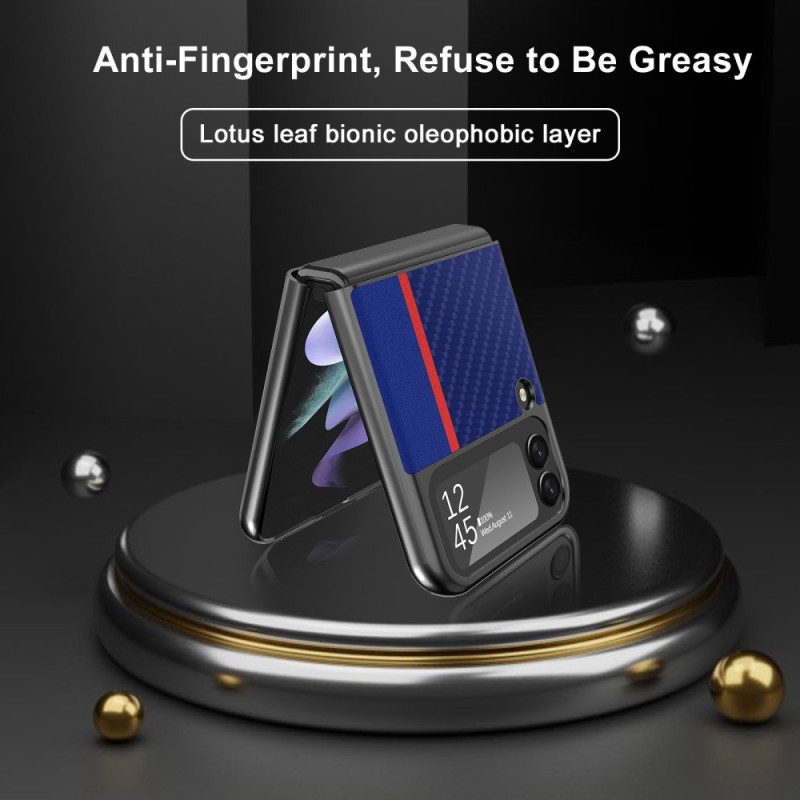 Folio-fodral Skal För Samsung Galaxy Z Flip 4 Läderfodral Kolfiber Lc.imeeke