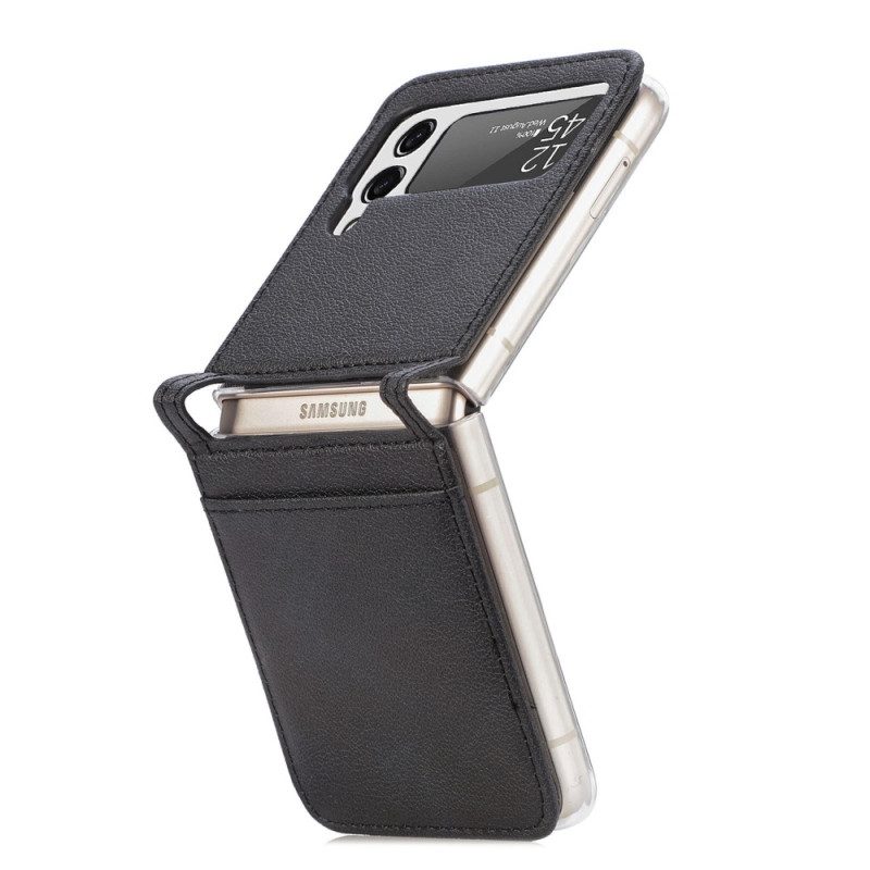 Folio-fodral Skal För Samsung Galaxy Z Flip 4 Läderfodral Korthållare I Litchi-läderstil