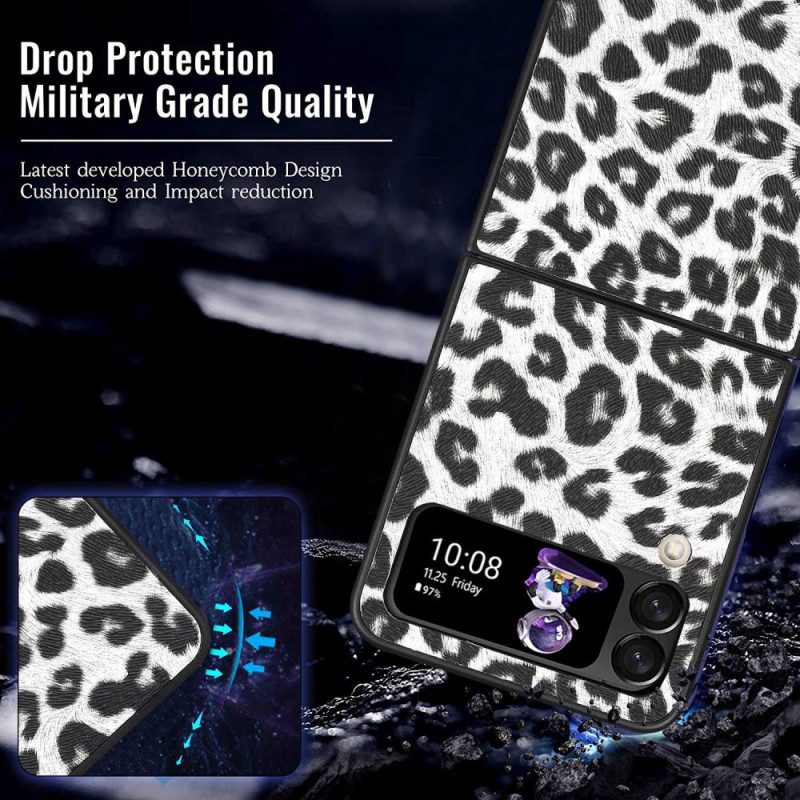 Folio-fodral Skal För Samsung Galaxy Z Flip 4 Läderfodral Leopard