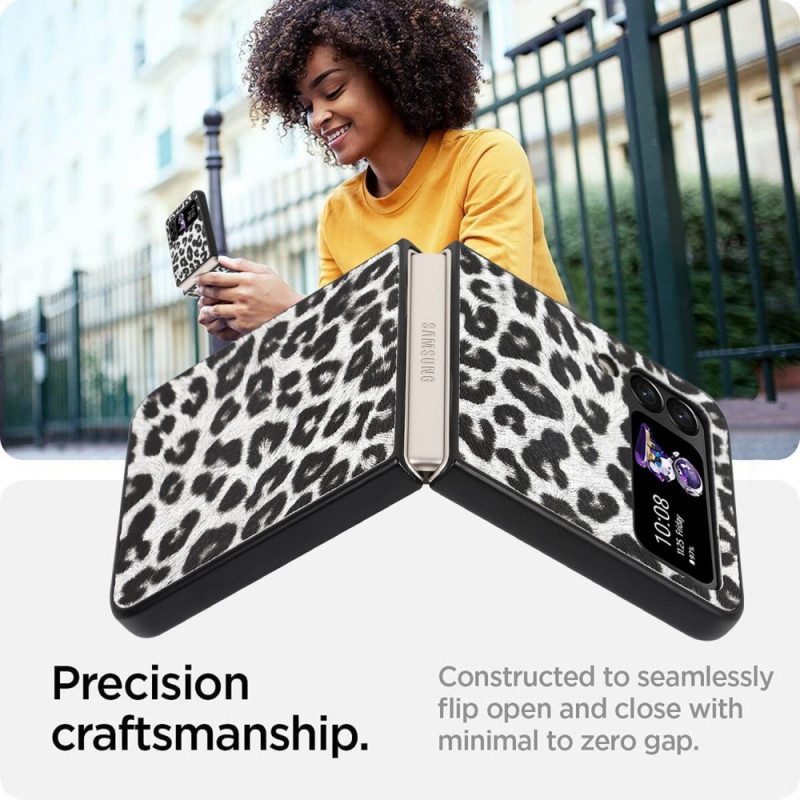 Folio-fodral Skal För Samsung Galaxy Z Flip 4 Läderfodral Leopard
