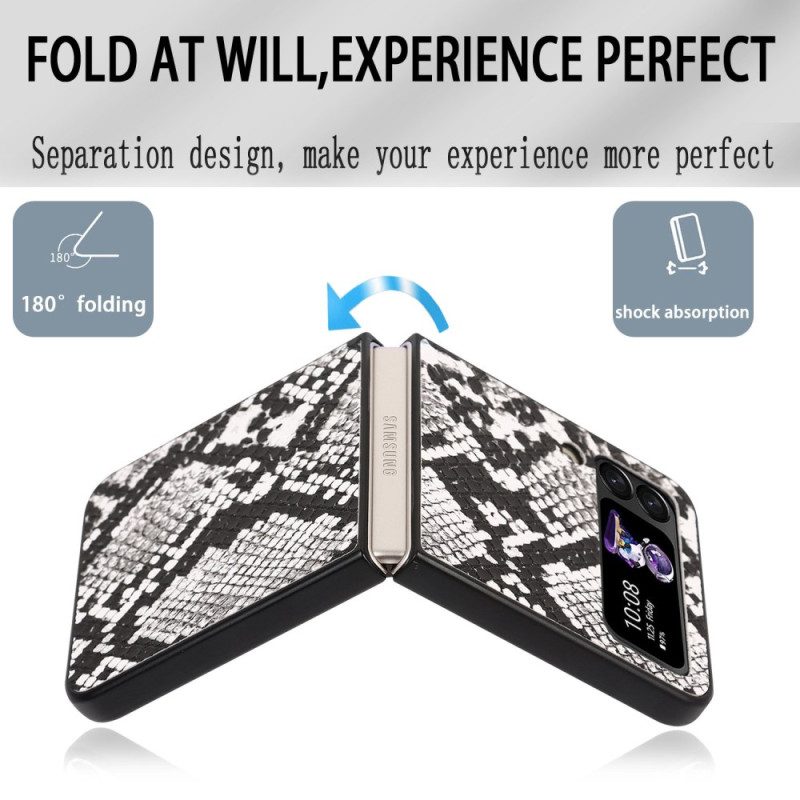 Folio-fodral Skal För Samsung Galaxy Z Flip 4 Läderfodral Ormhudseffekt