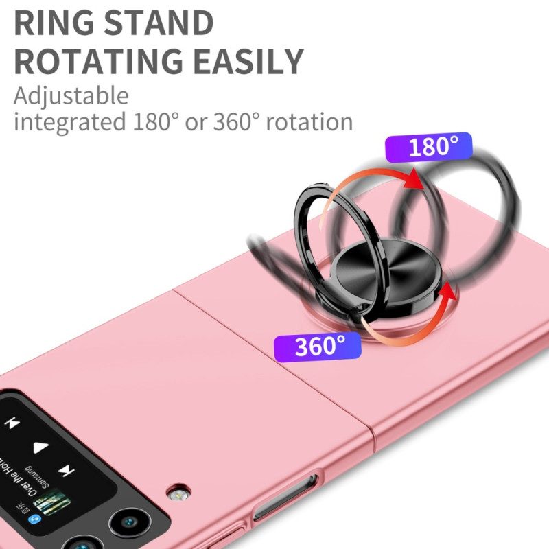 Folio-fodral Skal För Samsung Galaxy Z Flip 4 Läderfodral Roterande Ring