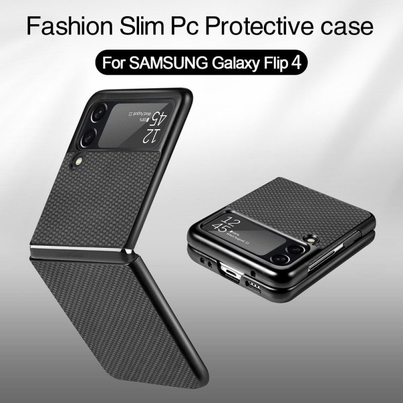 Folio-fodral Skal För Samsung Galaxy Z Flip 4 Läderfodral Texturerad Kolfiber