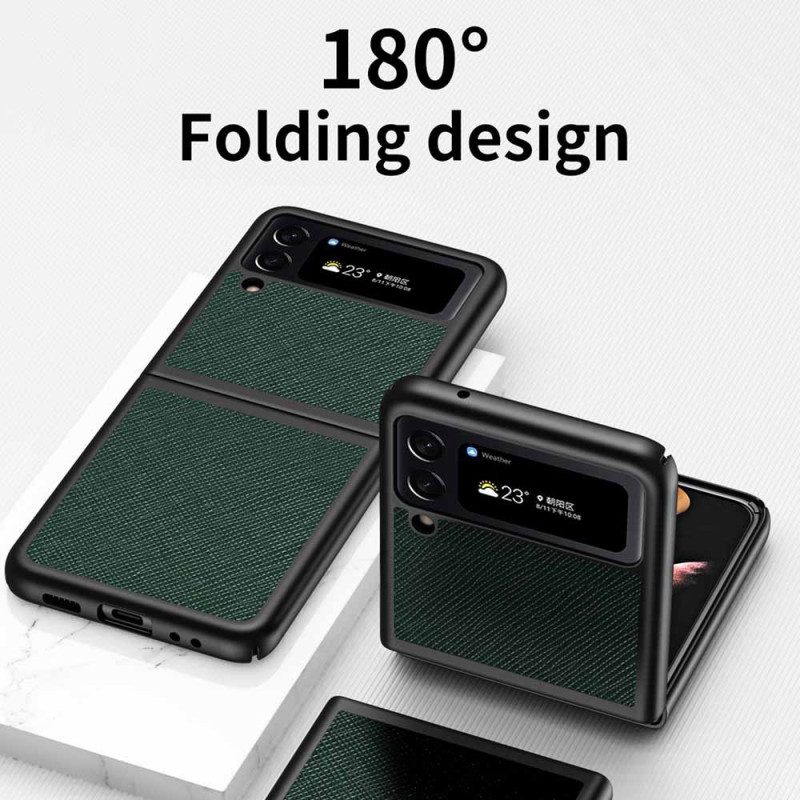 Folio-fodral Skal För Samsung Galaxy Z Flip 4 Läderfodral Texturerad Läderstil