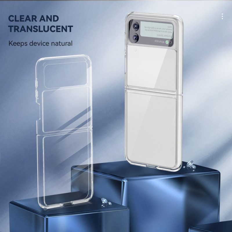 Folio-fodral Skal För Samsung Galaxy Z Flip 4 Läderfodral Transparent Anti-gulning