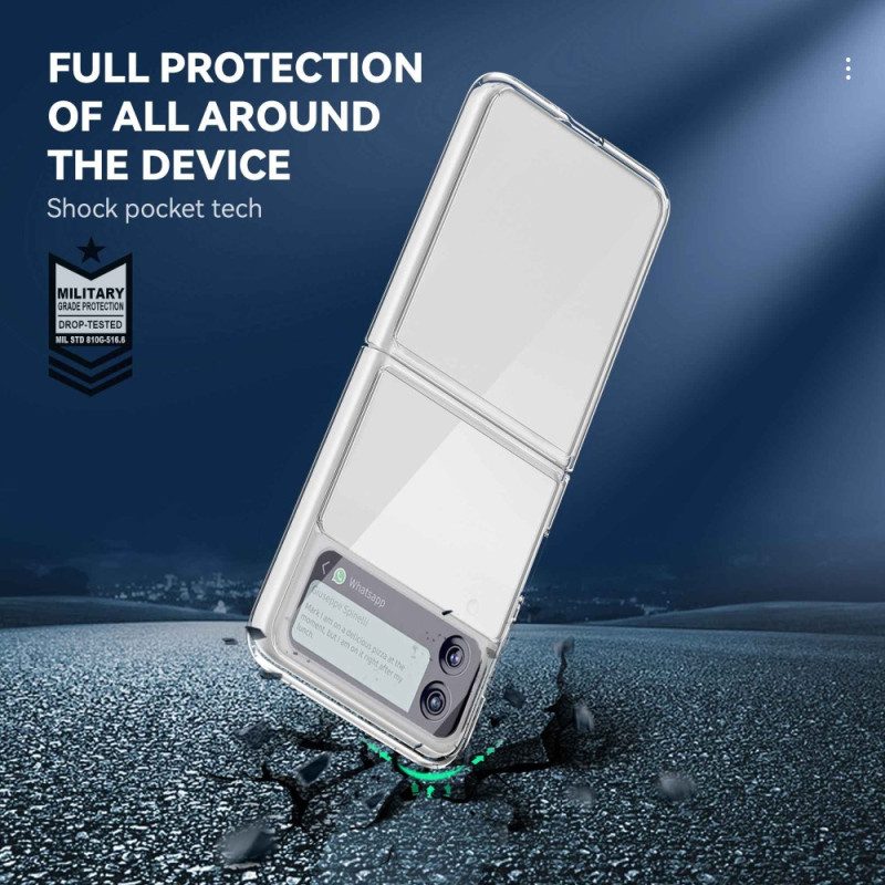 Folio-fodral Skal För Samsung Galaxy Z Flip 4 Läderfodral Transparent Anti-gulning