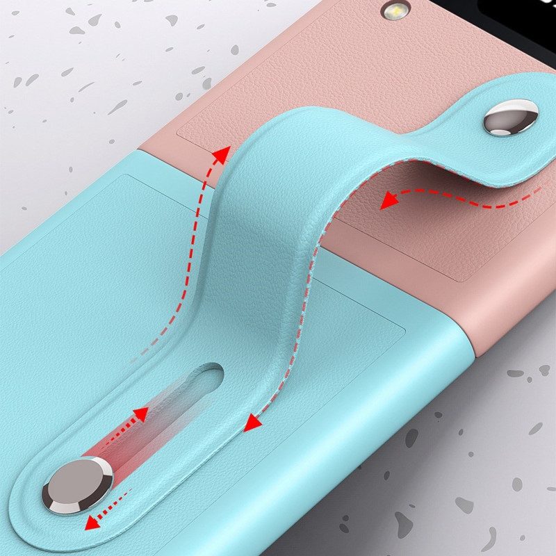 Folio-fodral Skal För Samsung Galaxy Z Flip 4 Läderfodral Tvåtonsrem