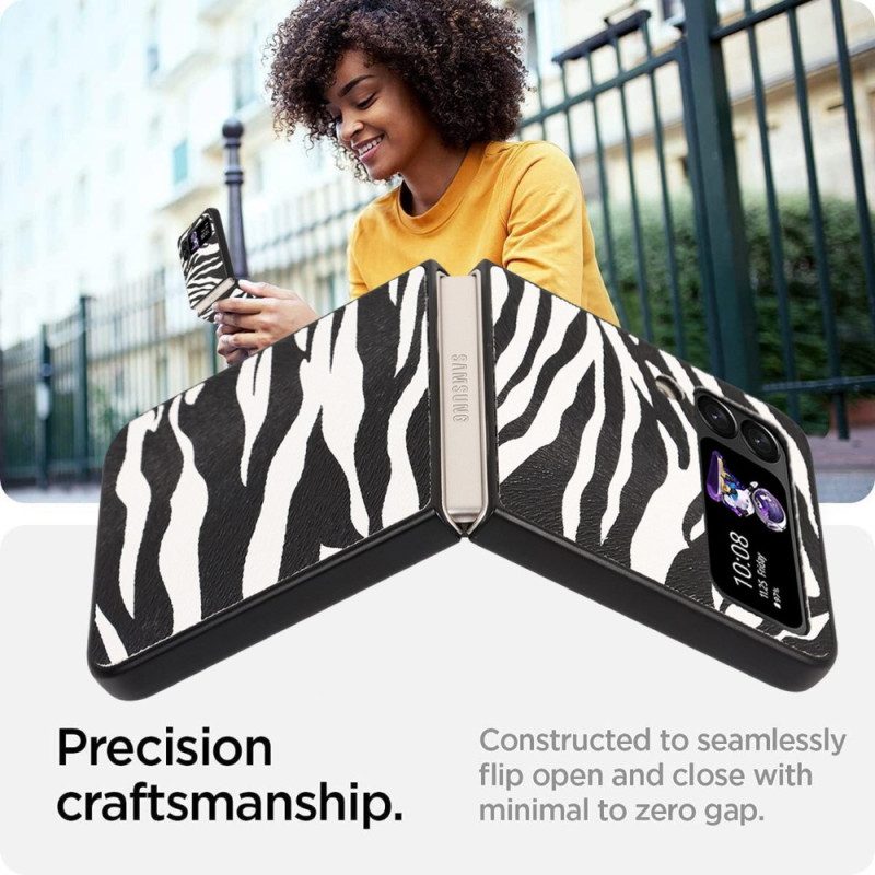 Folio-fodral Skal För Samsung Galaxy Z Flip 4 Läderfodral Zebra