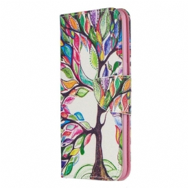 Läderfodral För Samsung Galaxy A10s Färgat Träd