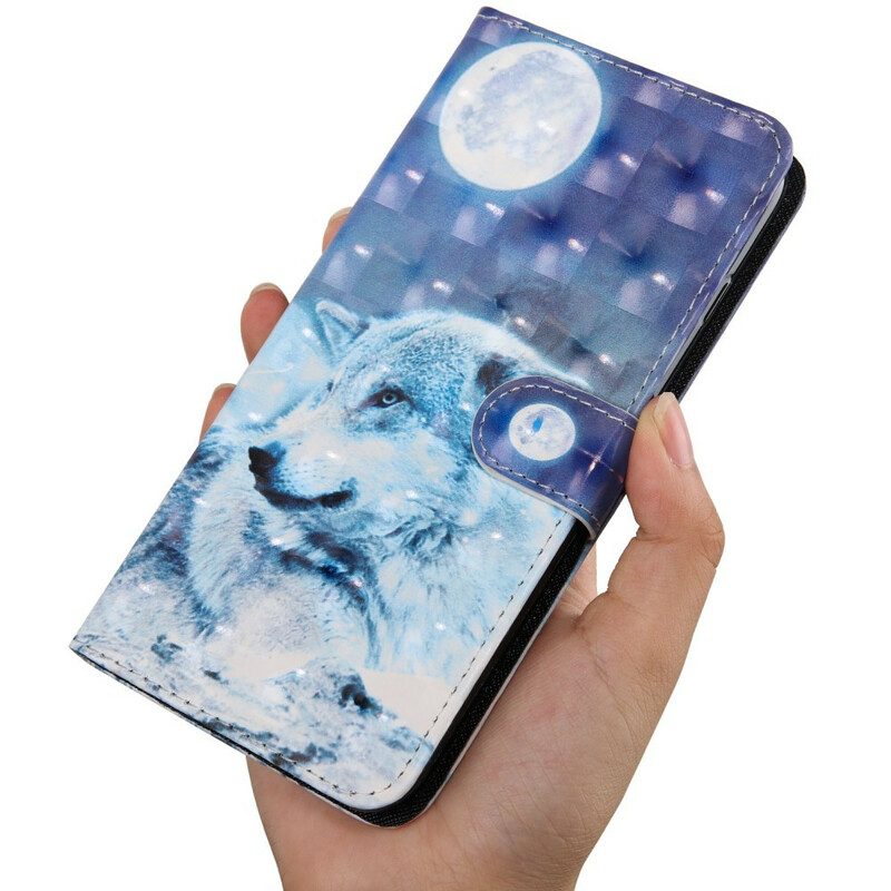 Läderfodral För Samsung Galaxy A10s Ljusfläck Hector The Wolf