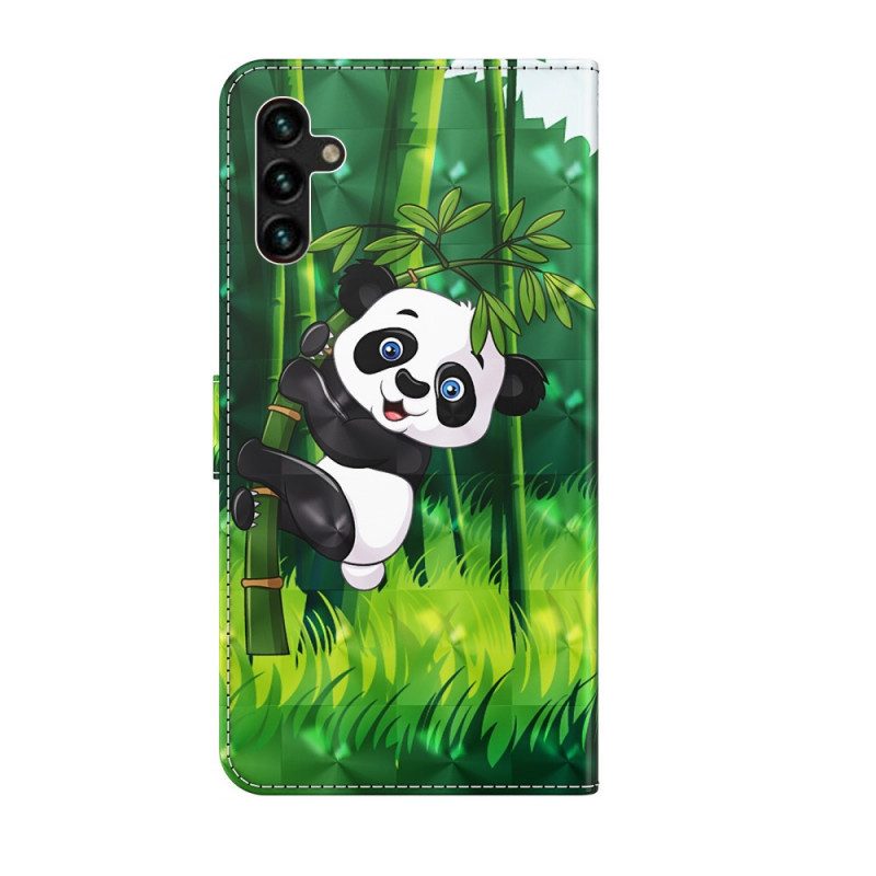 Läderfodral För Samsung Galaxy A13 5G Panda Och Bambu