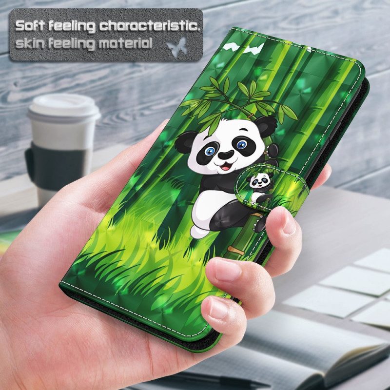 Läderfodral För Samsung Galaxy A13 5G Panda Och Bambu