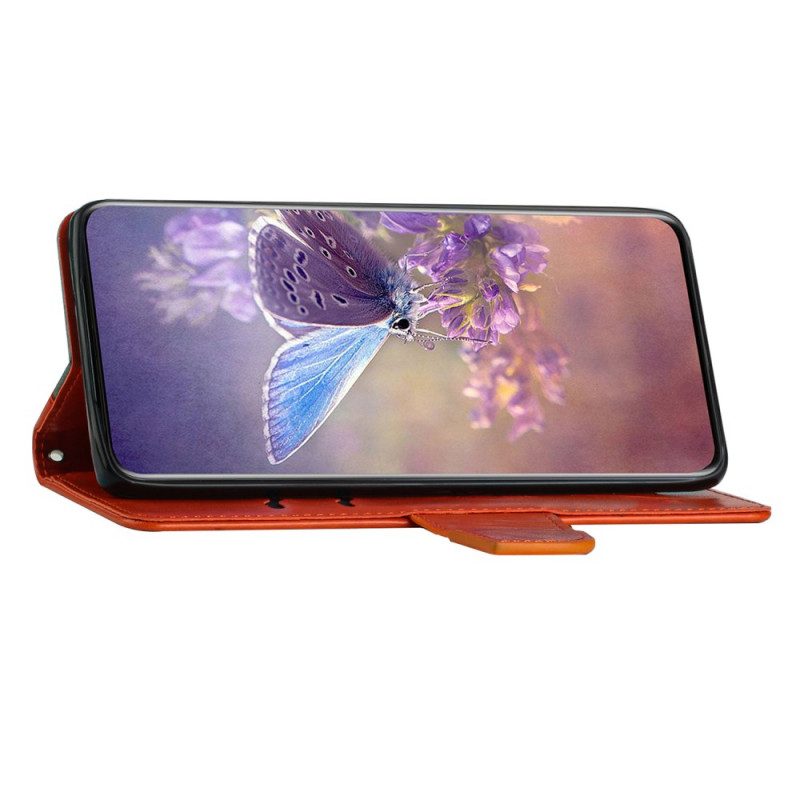 Läderfodral För Samsung Galaxy A13 Med Kedjar Tvåfärgad Fjäril Med Rem