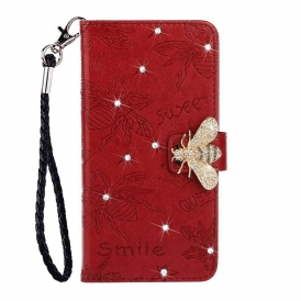 Läderfodral För Samsung Galaxy A20s Smile Bee Charm