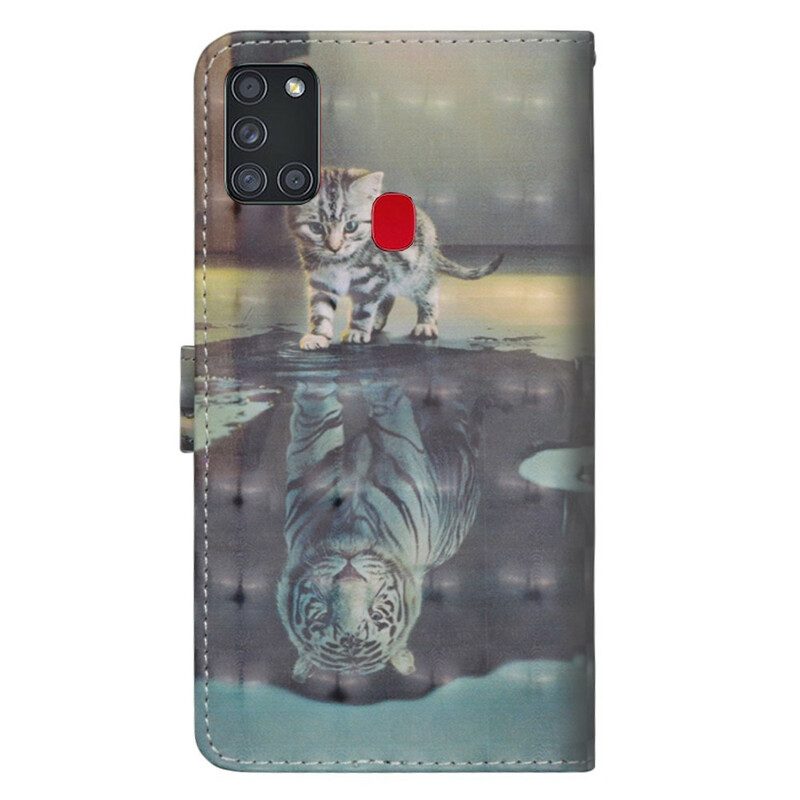 Läderfodral För Samsung Galaxy A21s Ernest The Tiger