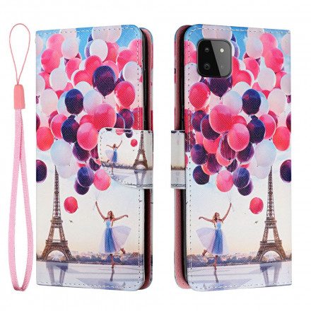 Läderfodral För Samsung Galaxy A22 5G Paris Ballonger