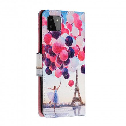 Läderfodral För Samsung Galaxy A22 5G Paris Ballonger