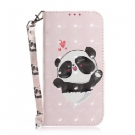 Läderfodral För Samsung Galaxy A30 / A20 Med Kedjar Panda Love Strap