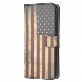 Läderfodral För Samsung Galaxy A32 5G Amerikanska Flaggan