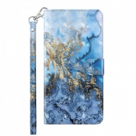 Läderfodral För Samsung Galaxy A32 5G Light Spot Marble Design Med Lanyard