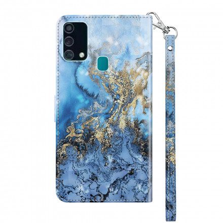 Läderfodral För Samsung Galaxy A32 5G Light Spot Marble Design Med Lanyard