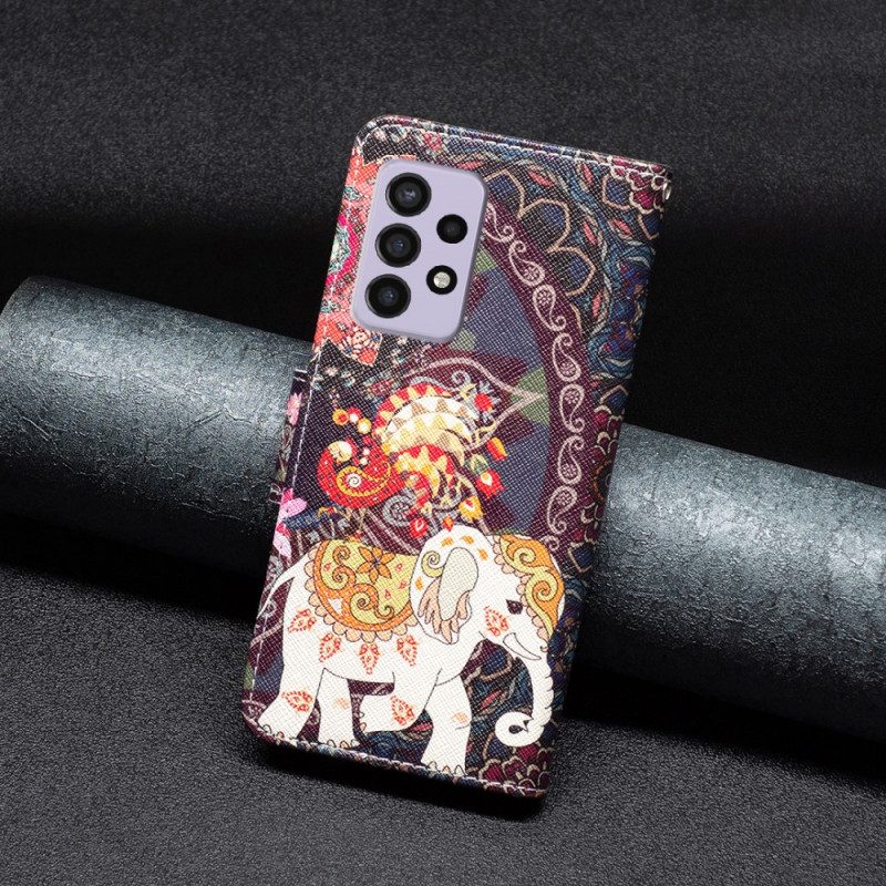 Läderfodral För Samsung Galaxy A33 5G Indisk Elefant