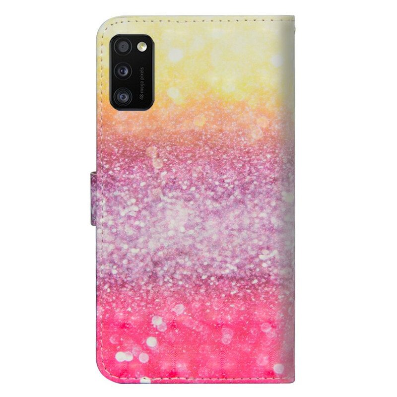 Läderfodral För Samsung Galaxy A41 Magenta Glitter Gradient