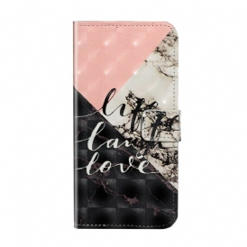 Läderfodral För Samsung Galaxy A51 Livet Skratt Kärlek