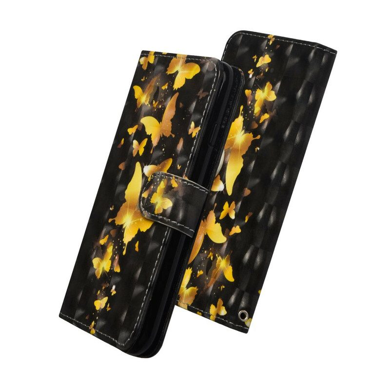 Läderfodral För Samsung Galaxy A71 Gula Fjärilar