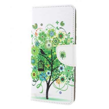 Läderfodral För Samsung Galaxy J6 Plus Blommande Träd