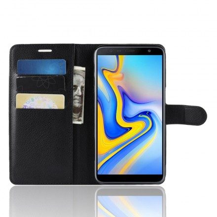 Läderfodral För Samsung Galaxy J6 Plus Faux Läder Litchi