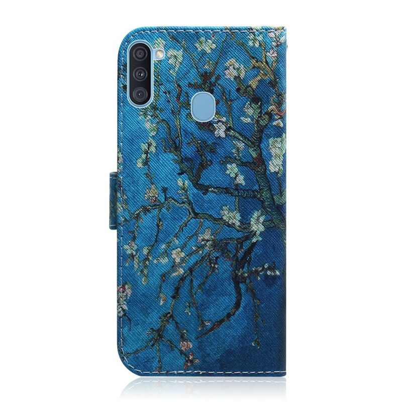 Läderfodral För Samsung Galaxy M11 Blommande Trädgren