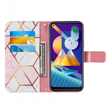 Läderfodral För Samsung Galaxy M11 Geometrisk Marmor