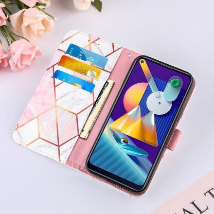 Läderfodral För Samsung Galaxy M11 Geometrisk Marmor