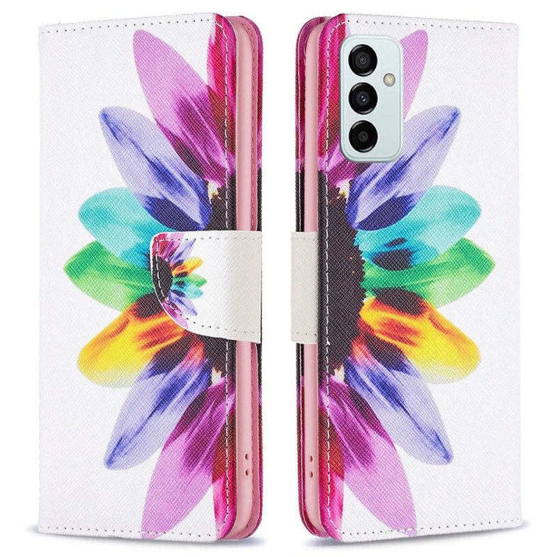 Läderfodral För Samsung Galaxy M23 5G Akvarellblomma