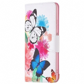 Läderfodral För Samsung Galaxy M23 5G Akvarellfjärilar