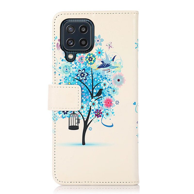 Läderfodral För Samsung Galaxy M32 Blommande Träd
