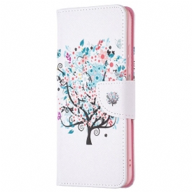 Läderfodral För Samsung Galaxy M53 5G Blommigt Träd