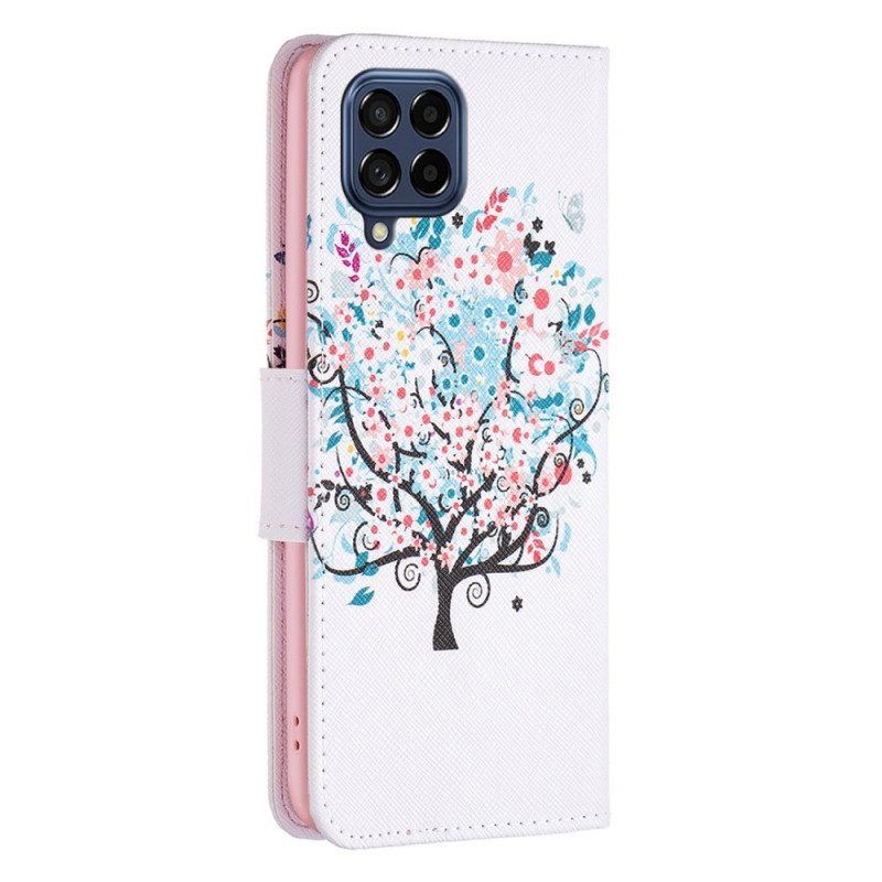 Läderfodral För Samsung Galaxy M53 5G Blommigt Träd