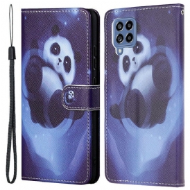 Läderfodral För Samsung Galaxy M53 5G Med Kedjar Space Panda Med Rem