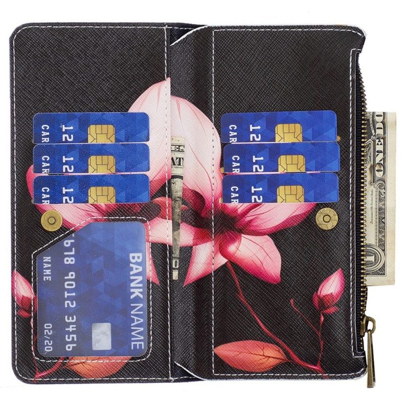 Läderfodral För Samsung Galaxy M53 5G Plånboksfodral Blomsterplånbok